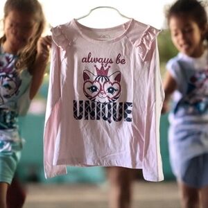 365 KIDS  top long sleeve pink size (8) by Garanimals 🐱 CAT on front Alw